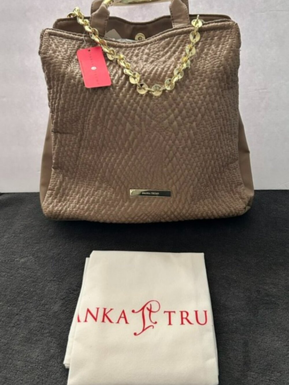 NWT Ivanka Trump Beige Faux Leather Tote Bag